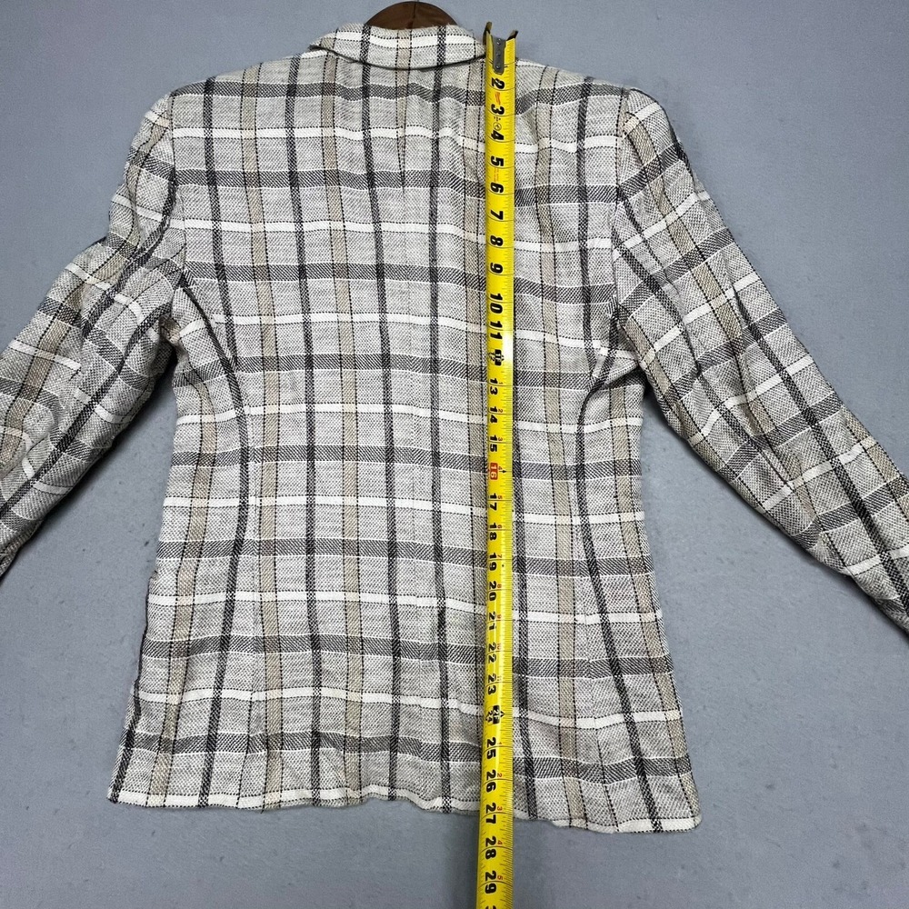 Vintage Liz Claiborne‎ Plaid Silk Blend Tweed Blazer Jacket Womens 8 One Button - Picture 11 of 13